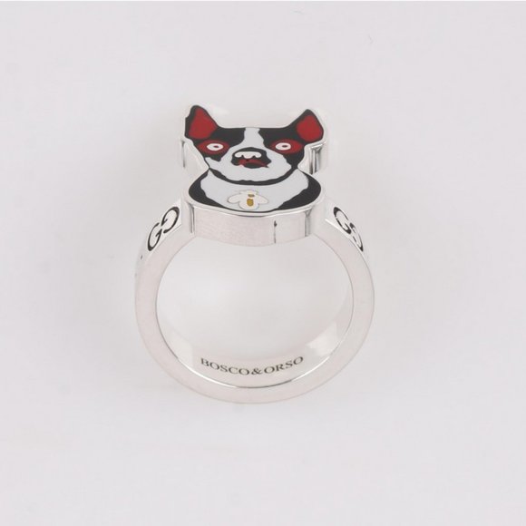 Gucci BOSCO & ORSO Silver 925 Boston Terrier Ring - Picture 2 of 6